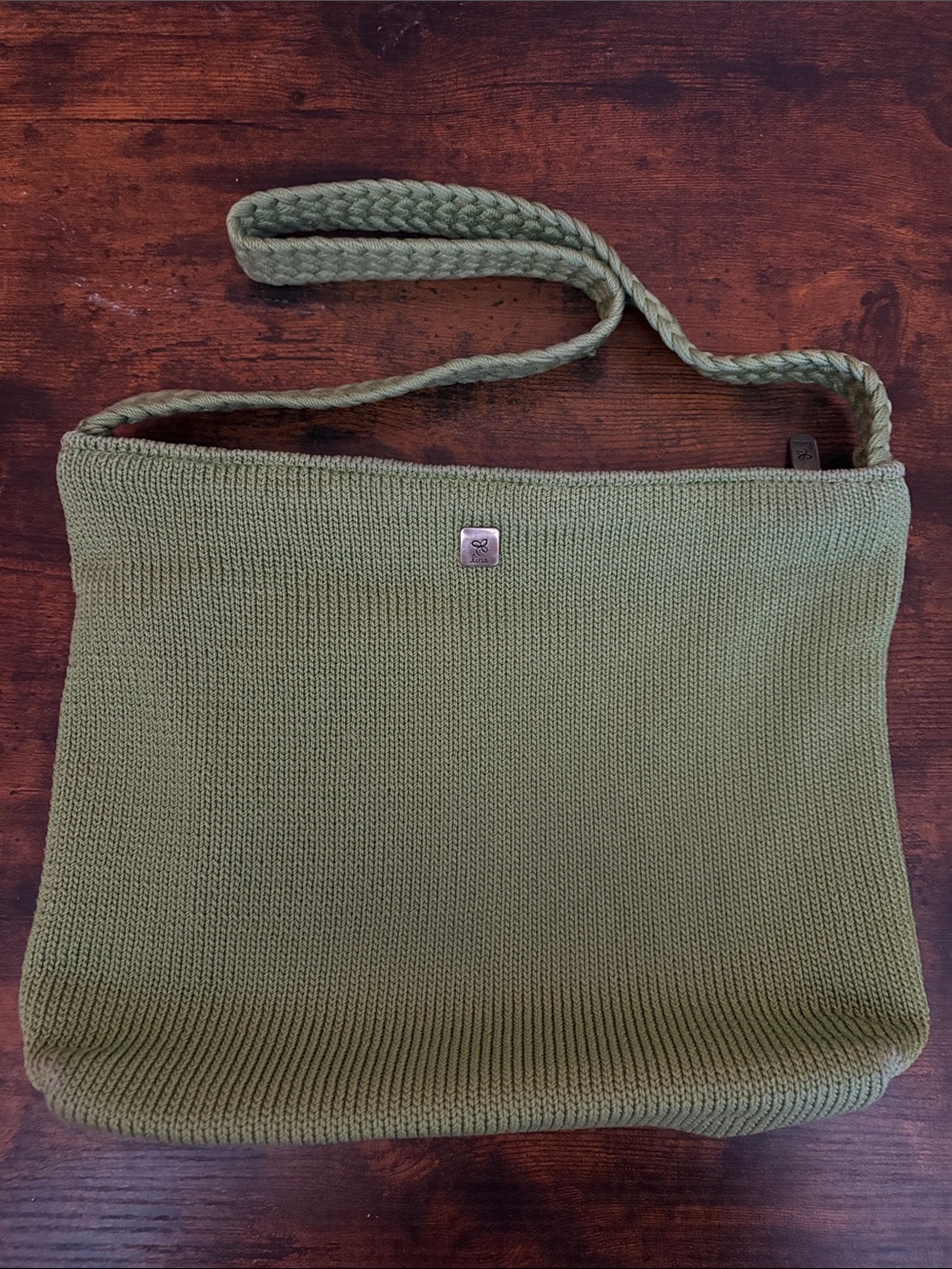Lina lime green knit shoulder bag
